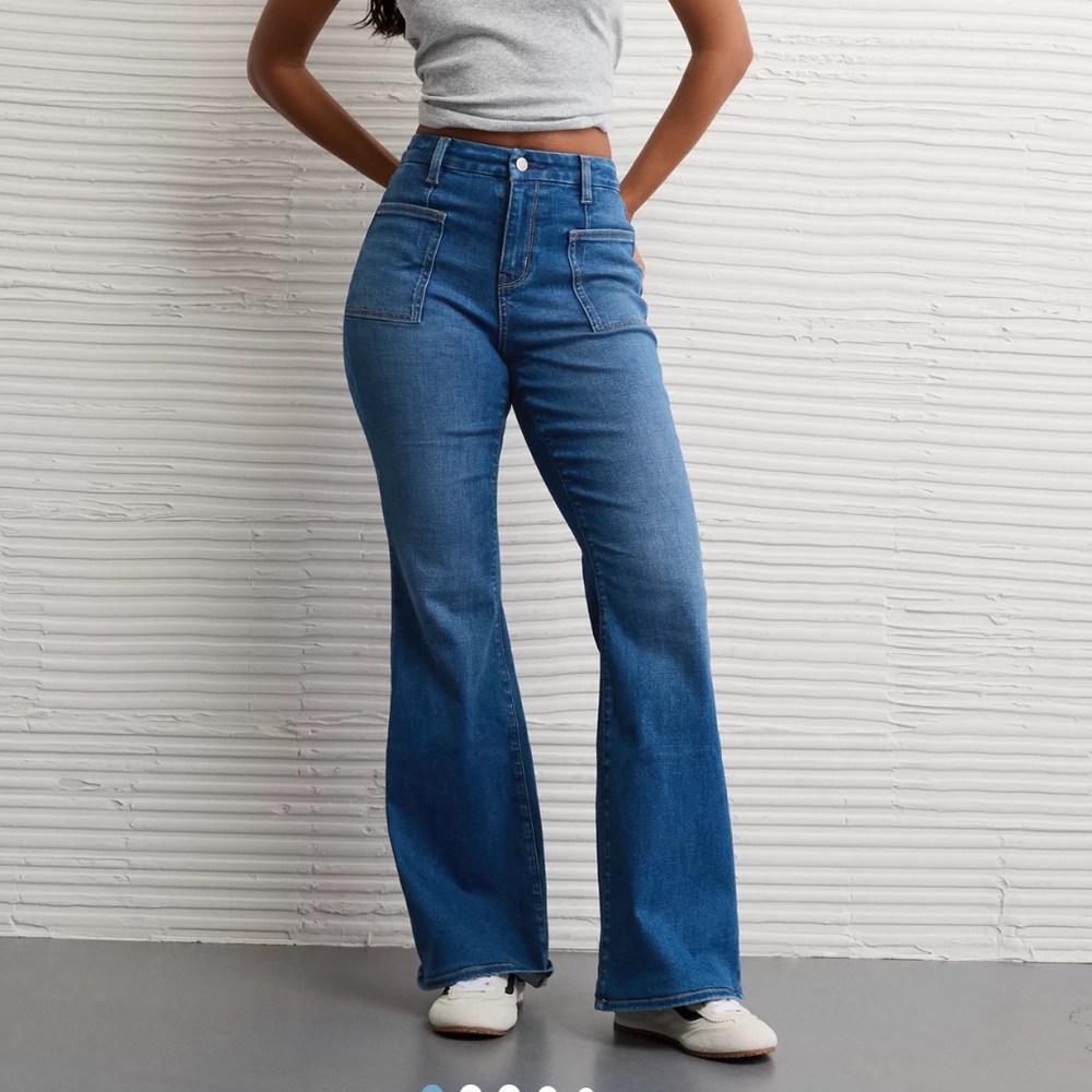 AE Next Level Curvy Super High-Waisted Flare Jean | Medium Indigo | 2 Regular